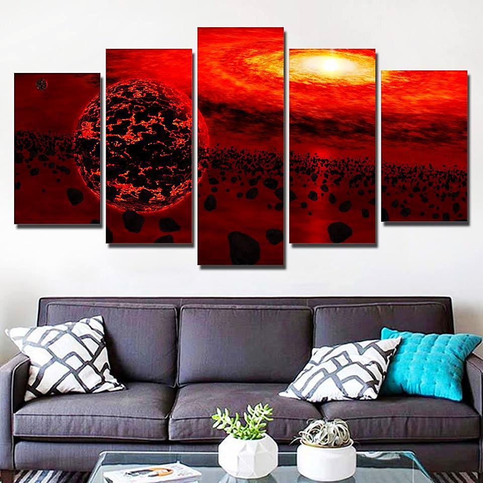 Red Space Fantasy Planet – Space Universe Canvas Wall Art