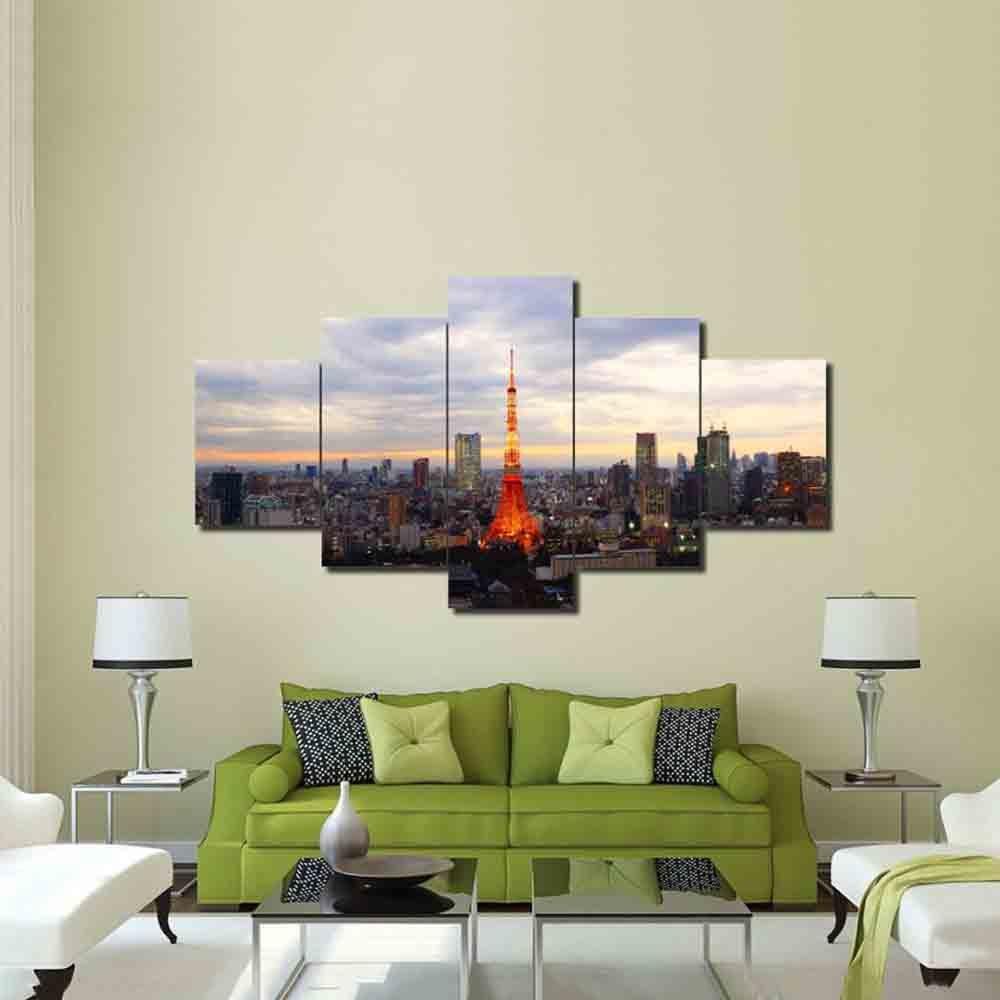 Red Tower Building City – Nature Canvas Wall Art