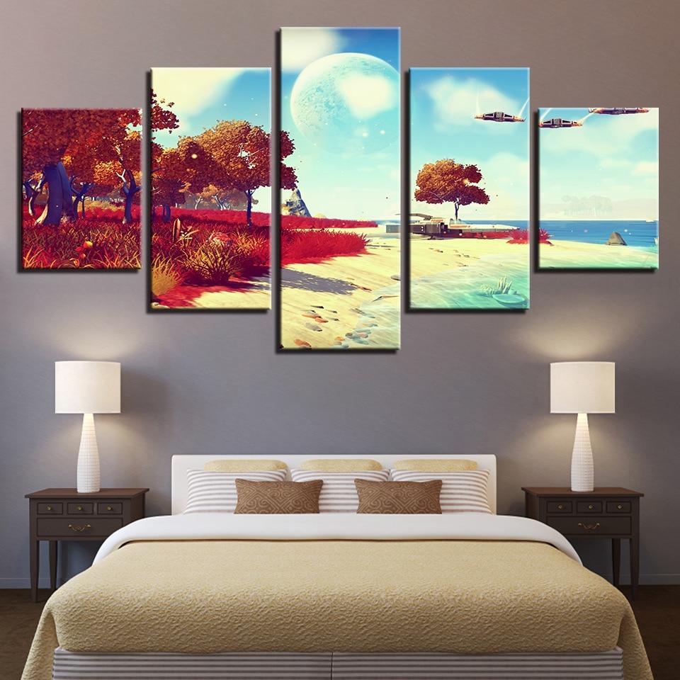 Red Tree Beach Moon Beautiful – Nature Canvas Wall Art