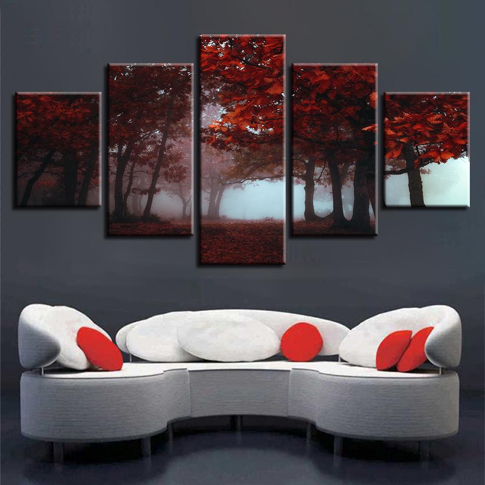 Red Tree Forest 01 – Nature Canvas Wall Art