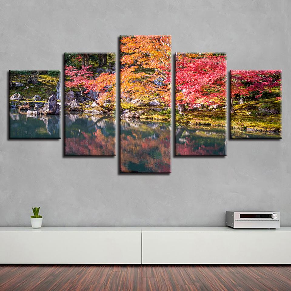 Red Tree Lake – Nature Canvas Wall Art