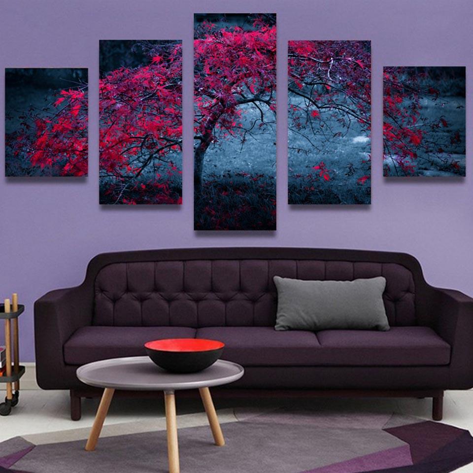 Red Tree Landscape – Nature Canvas Wall Art