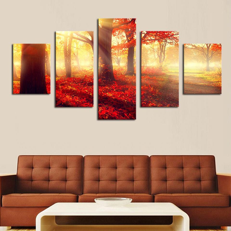 Red Trees Forest – Nature Canvas Wall Art