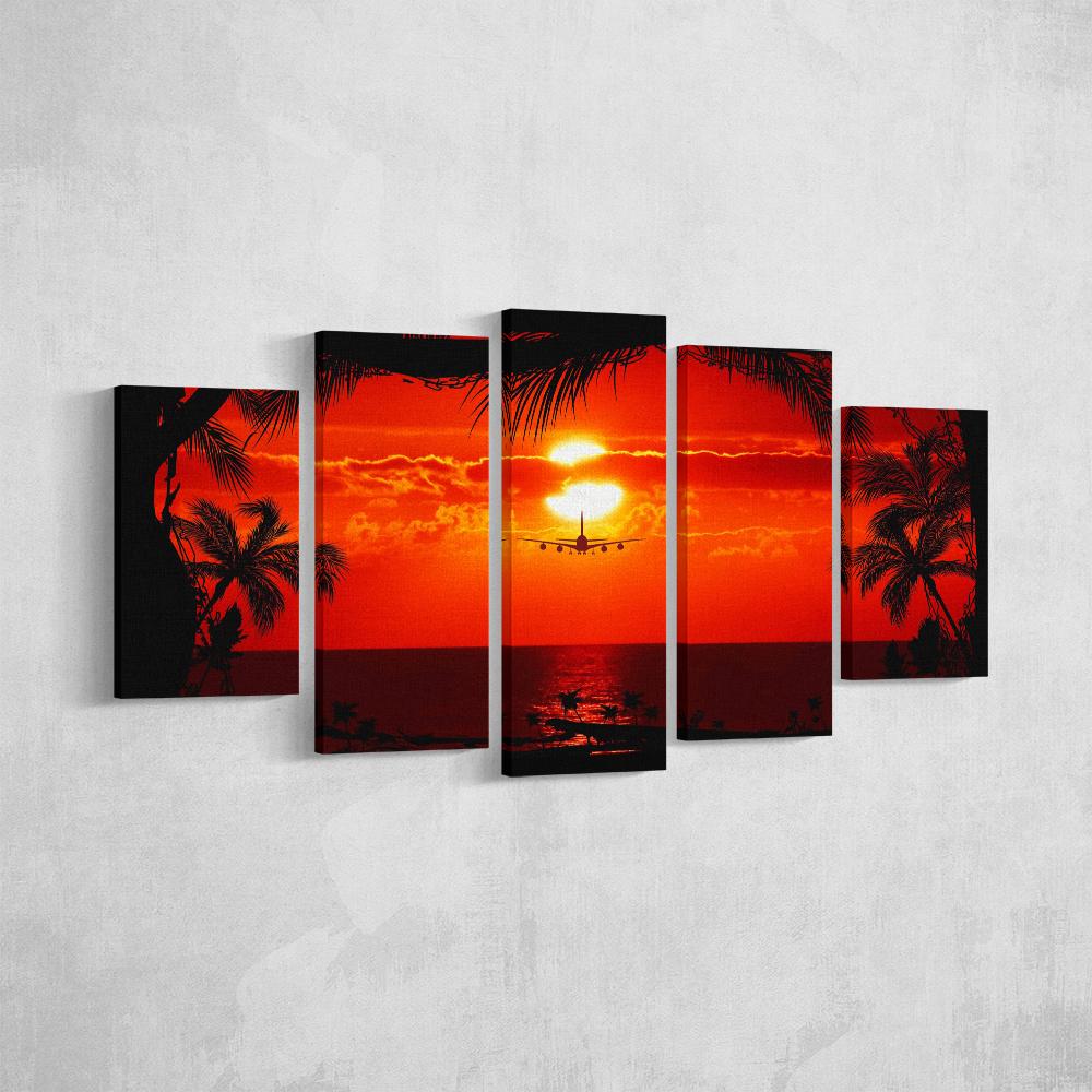 Red Tropical Runway – Nature Canvas Wall Art