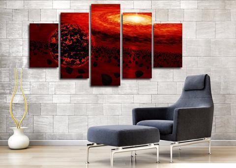 Red Universe And Planet – Space Canvas Wall Art