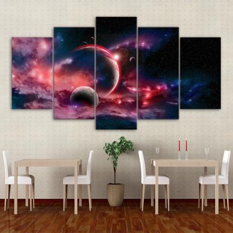 Red Universe And Planets – Space Canvas Wall Art