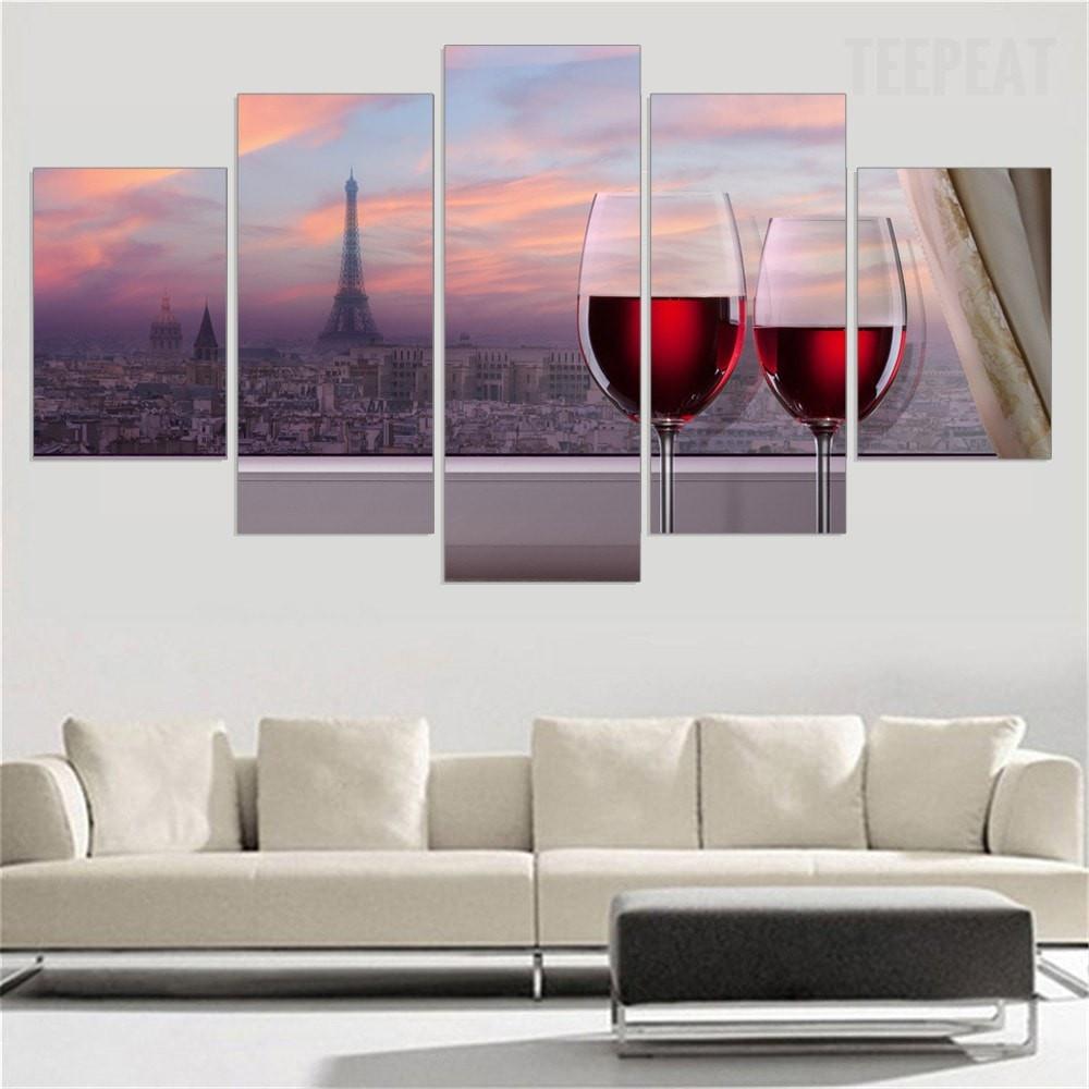 Red Wine City Landscape – Nature Canvas Wall Art