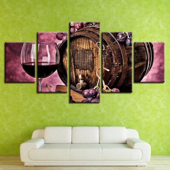 Red Wine Grapes Red Wine Glass – Wine Canvas Wall Art