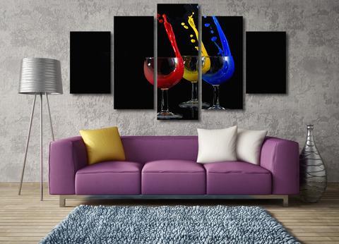 Red, Yellow, Blue Drinks – Abstract Canvas Wall Art