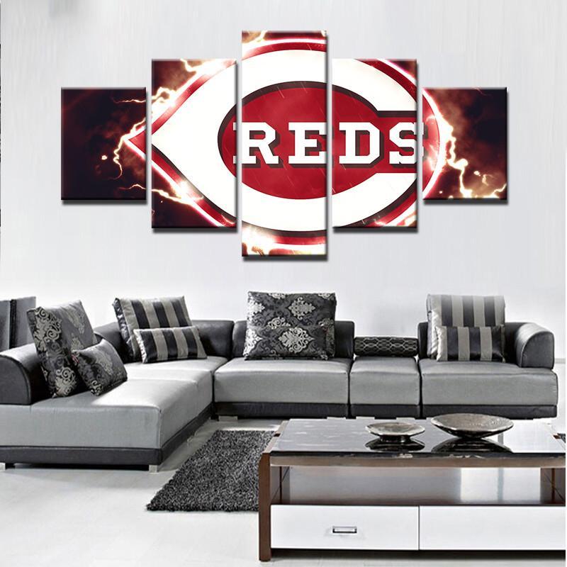 Reds Team Logo On Thunders Background – Sport Canvas Wall Art