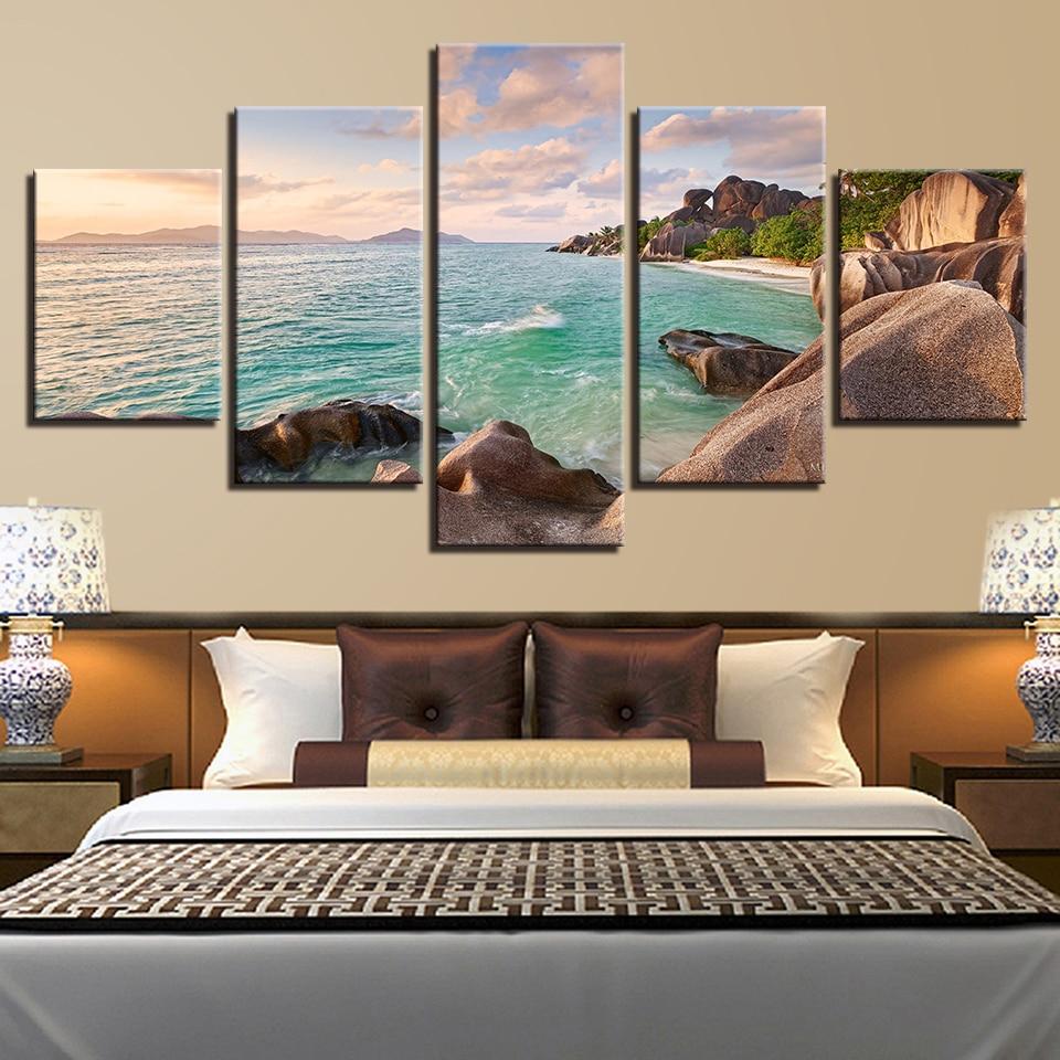 Reef Stone And Blue Sea Water – Sapce Canvas Wall Art