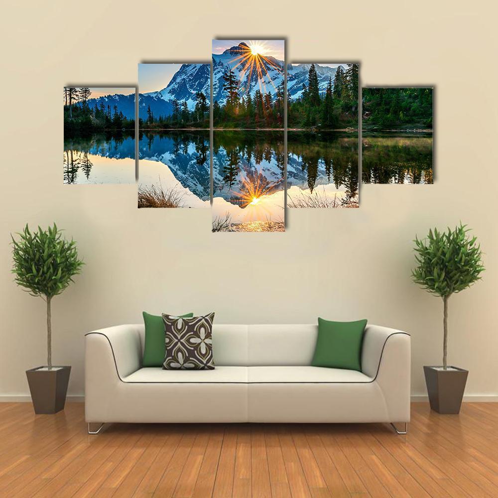 Reflection Of Mountain In Lake – Nature Canvas Wall Art
