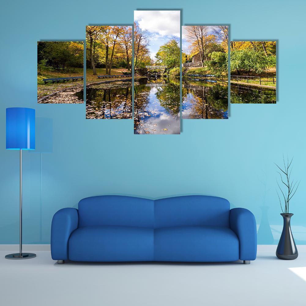 Reflection Of Trees In A Small Lake – Nature Canvas Wall Art