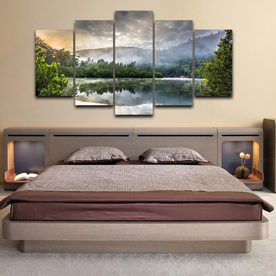 Reflection Of Trees On Surface Of Water Nature Scenery – Nature Canvas Wall Art