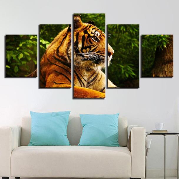 Resting Tiger In The Forest – Animal Canvas Wall Art