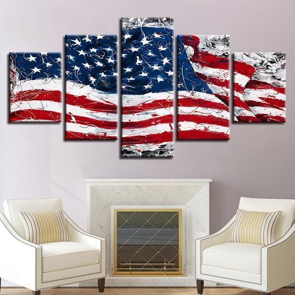 Retro American Flag – Abstract Canvas Wall Art