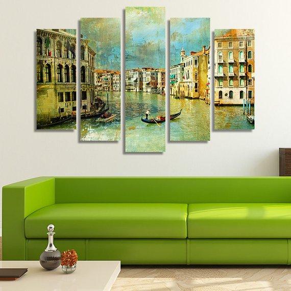 Retro Artwork Of Venice – Abstract Canvas Wall Art
