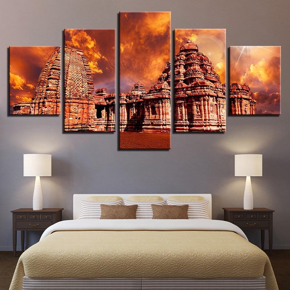 Retro Buildings Sunset – Nature Canvas Wall Art