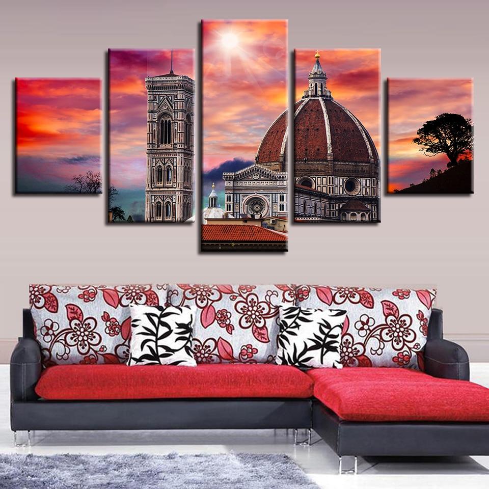 Retro Buildings Sunshine – Nature Canvas Wall Art