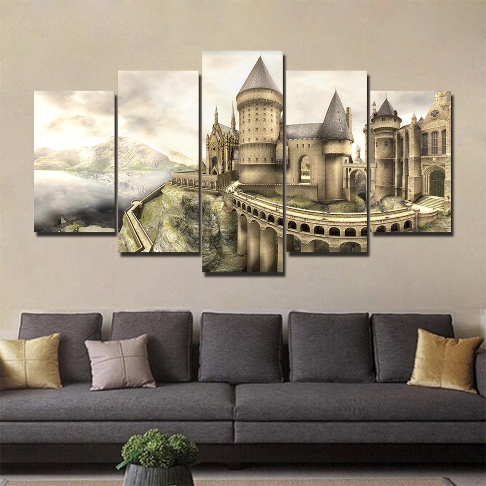 Retro Castle City View – Nature Canvas Wall Art