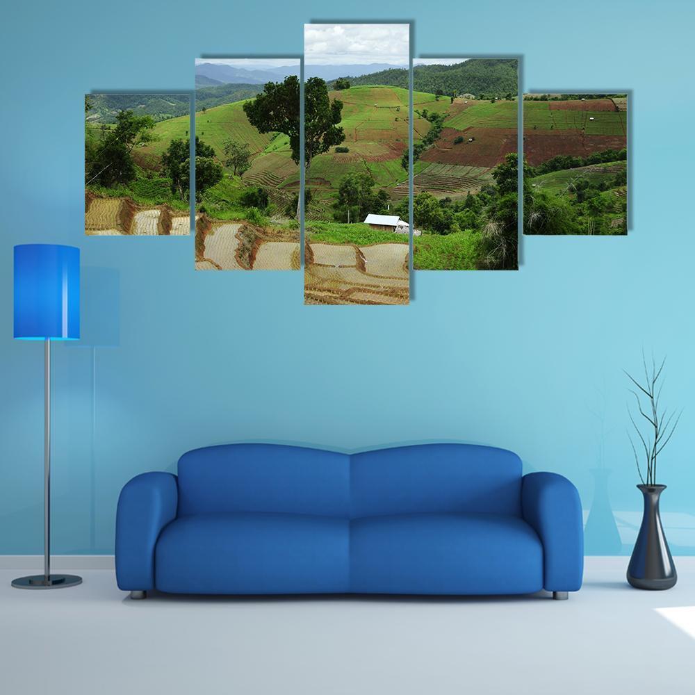 Rice Terrace At Maechaem In Thailand – Nature Canvas Wall Art