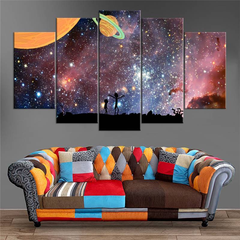 Rick And Morty Abstract Starry Sky – Cartoon Canvas Wall Art