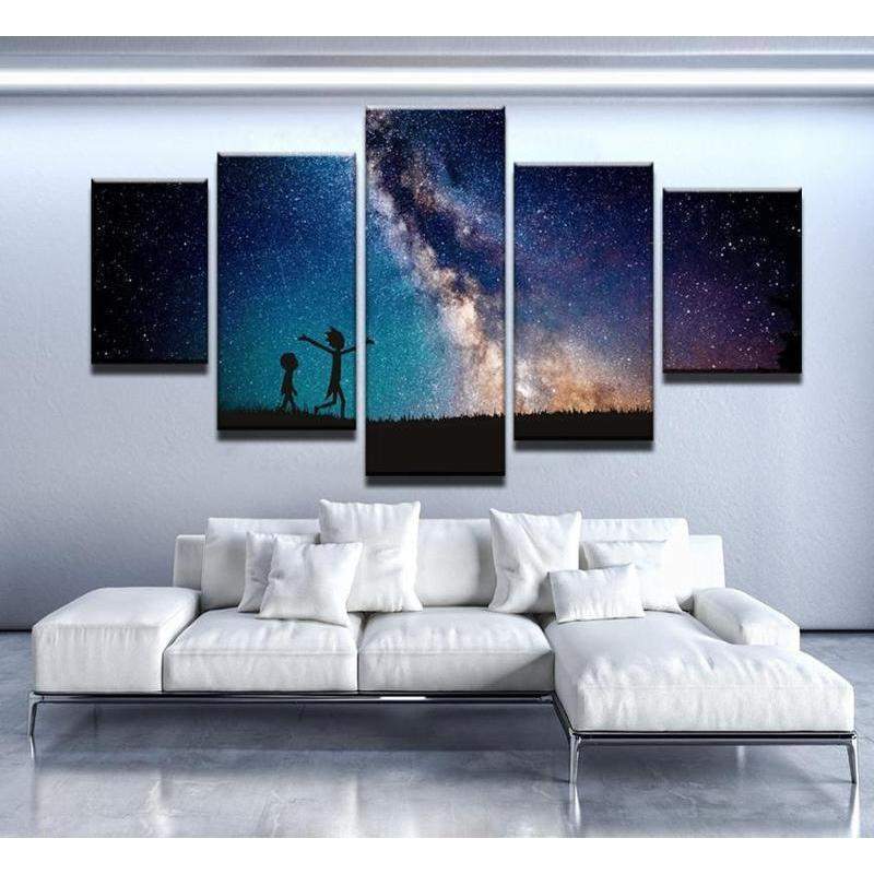 Rick And Morty And The Galaxy 1 – Cartoon Canvas Wall Art