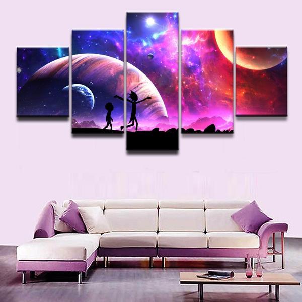 Rick And Morty Cartoon Star Sky Moon – Anime Canvas Wall Art