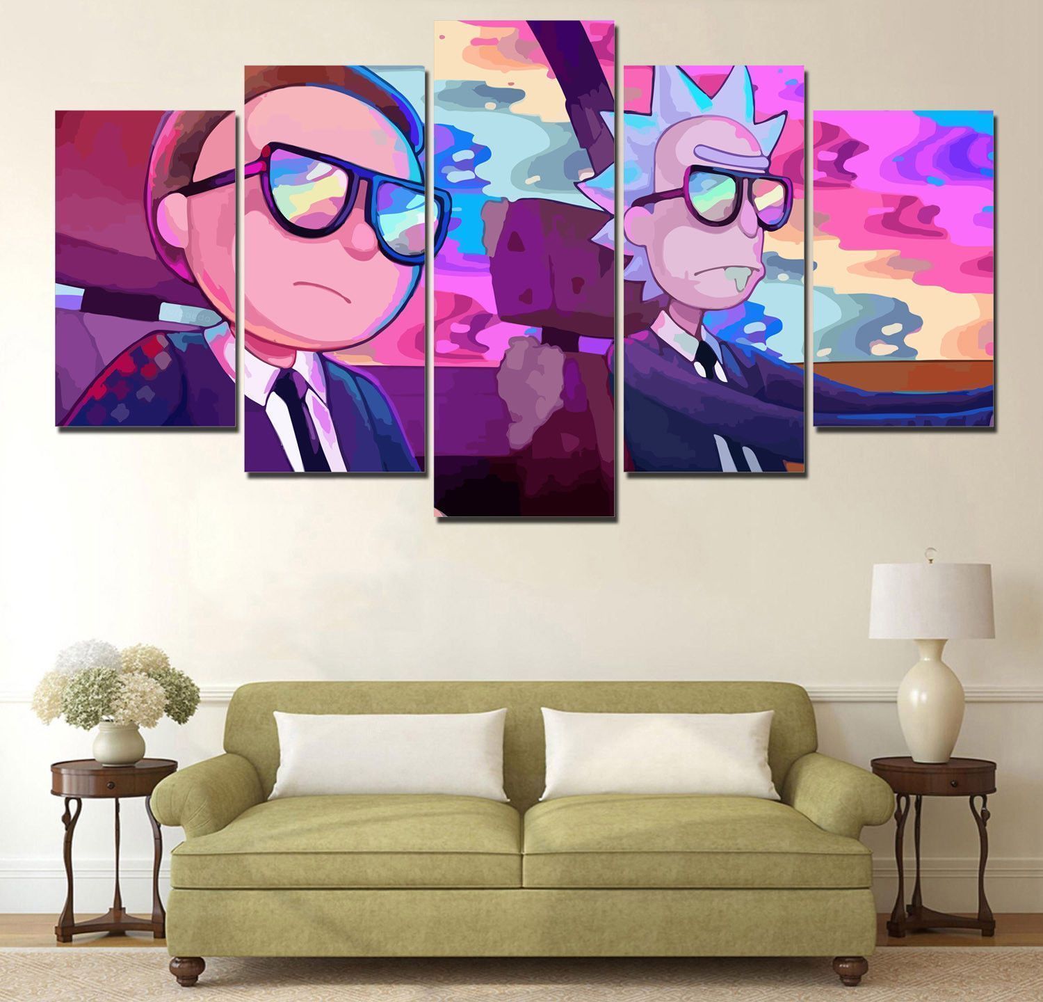 Rick And Morty Driving Cartoon – Canvas Wall Art