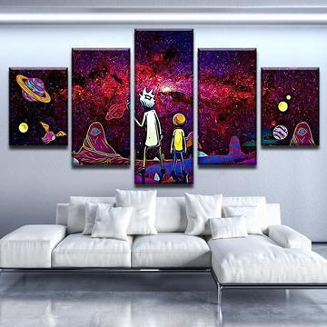 Rick And Morty Psychedelic Outer Space – Cartoon Canvas Wall Art