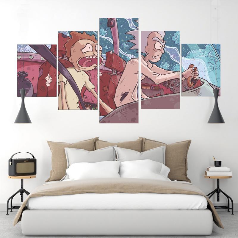 Rick And Morty Roughly Sailing – Cartoon Canvas Wall Art