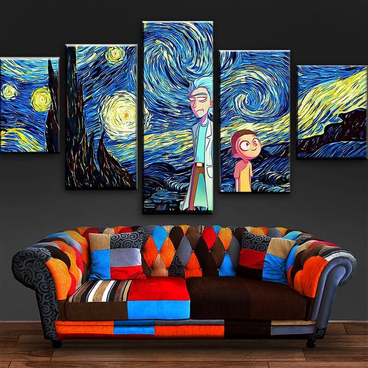 Rick And Morty: Starry Night – Cartoon Canvas Wall Art
