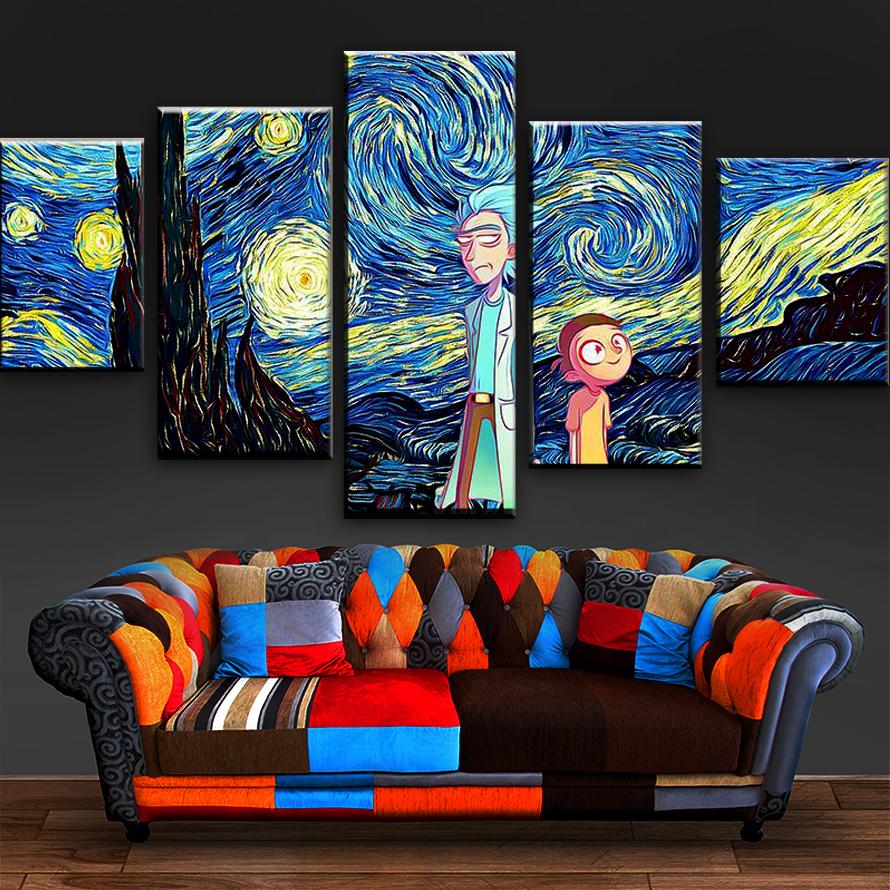Rick And Morty Starry Sky – Cartoon Canvas Wall Art