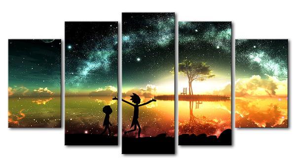 Rick And Morty Stars Night Eve – Cartoon Canvas Wall Art
