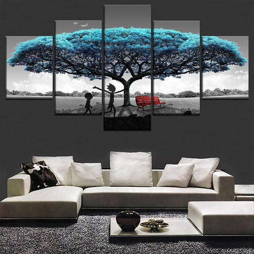 Rick And Morty Under Blue Tree Sitcom – Canvas Wall Art