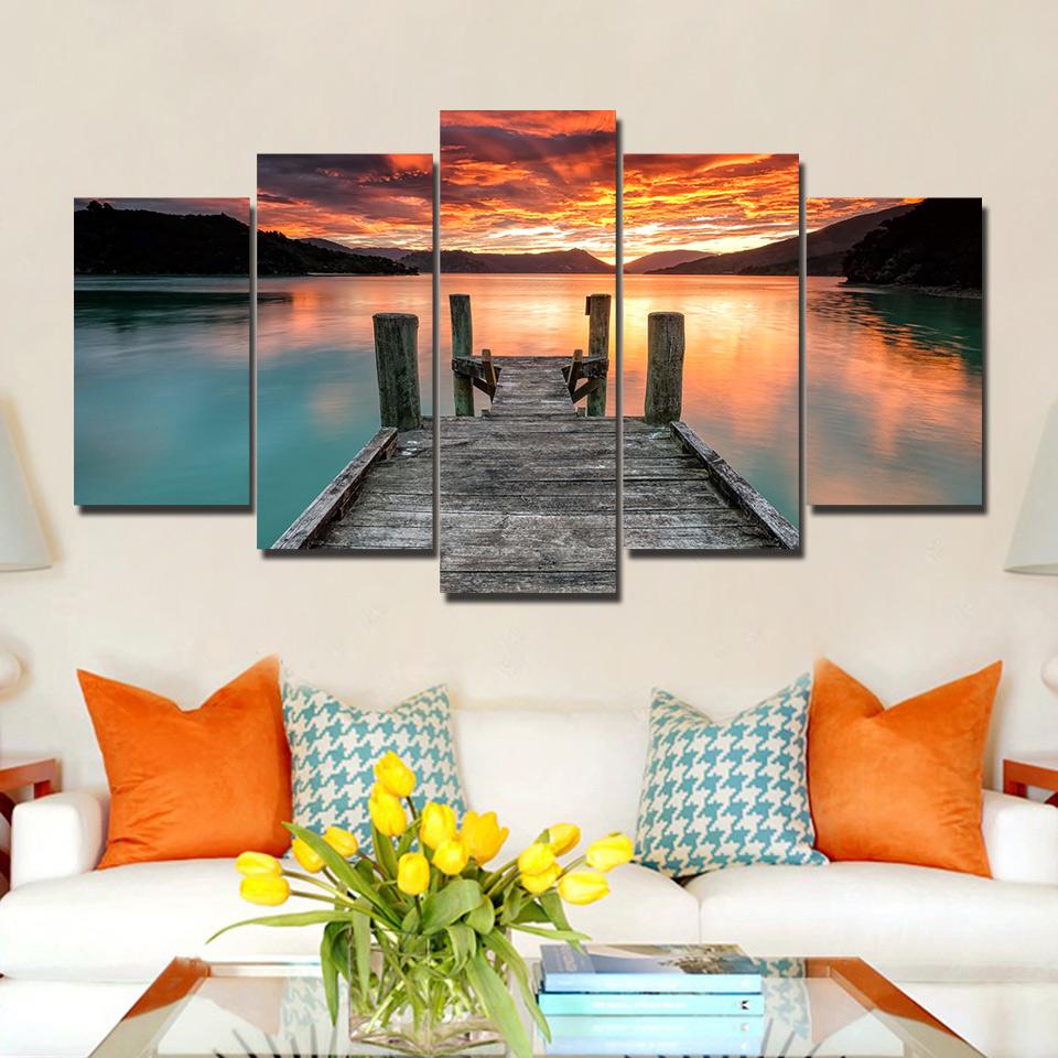 River Wooden Bridge – Space Canvas Wall Art