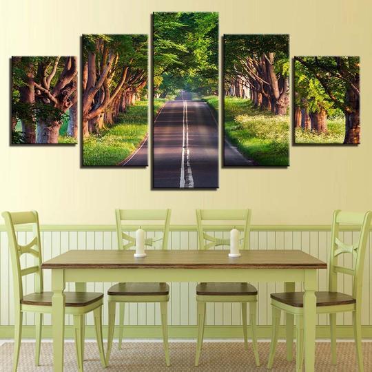Road Through Tree Tunnel – Nature Canvas Wall Art