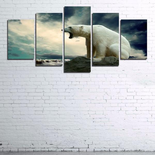 Roaring Polar Bear Winter 01 – Animal Canvas Wall Art