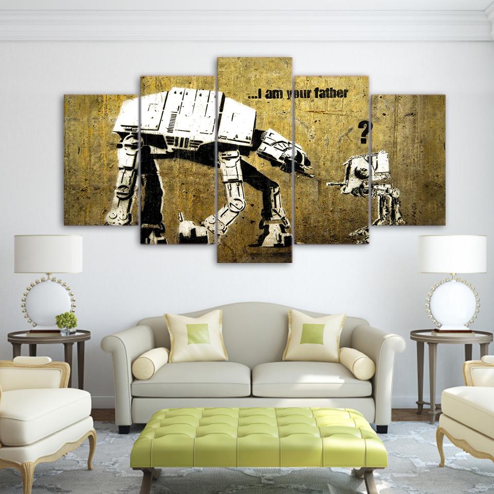 Robot Father And Kids Vintage – Automative Canvas Wall Art