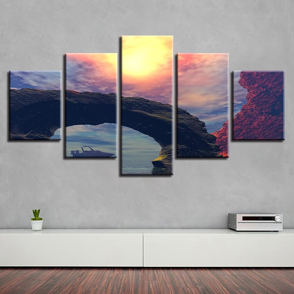 Rock And Ship – Nature Canvas Wall Art