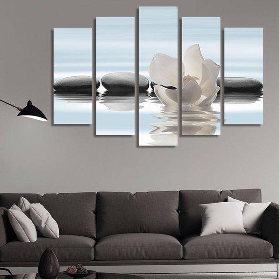 Rock Massages And Lotus – Abstract Canvas Wall Art