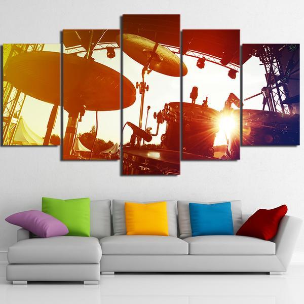 Rock Music Drums Sunset Cymbals 1 – Music Canvas Wall Art