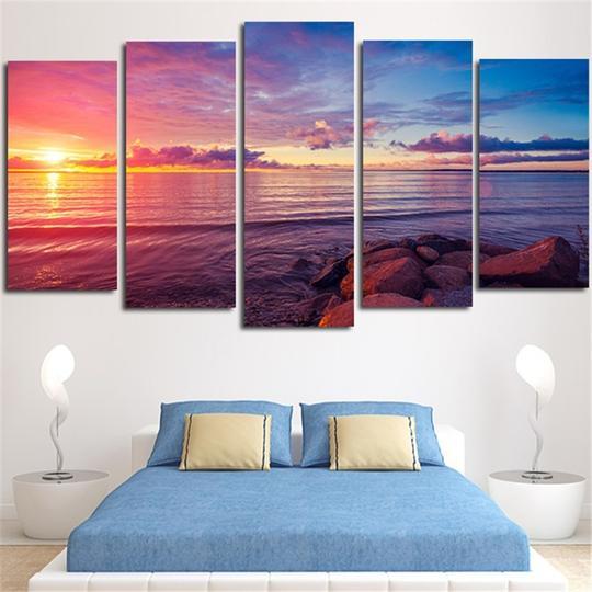 Rocky Beach Sunset – Ocean Canvas Wall Art