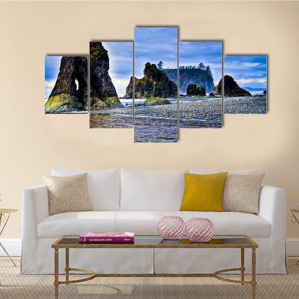 Rocky Coast Of Ruby Beach – Nature Canvas Wall Art