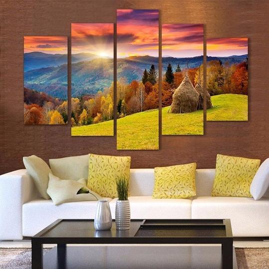 Rolling Hills Sunrise – Nature Canvas Wall Art
