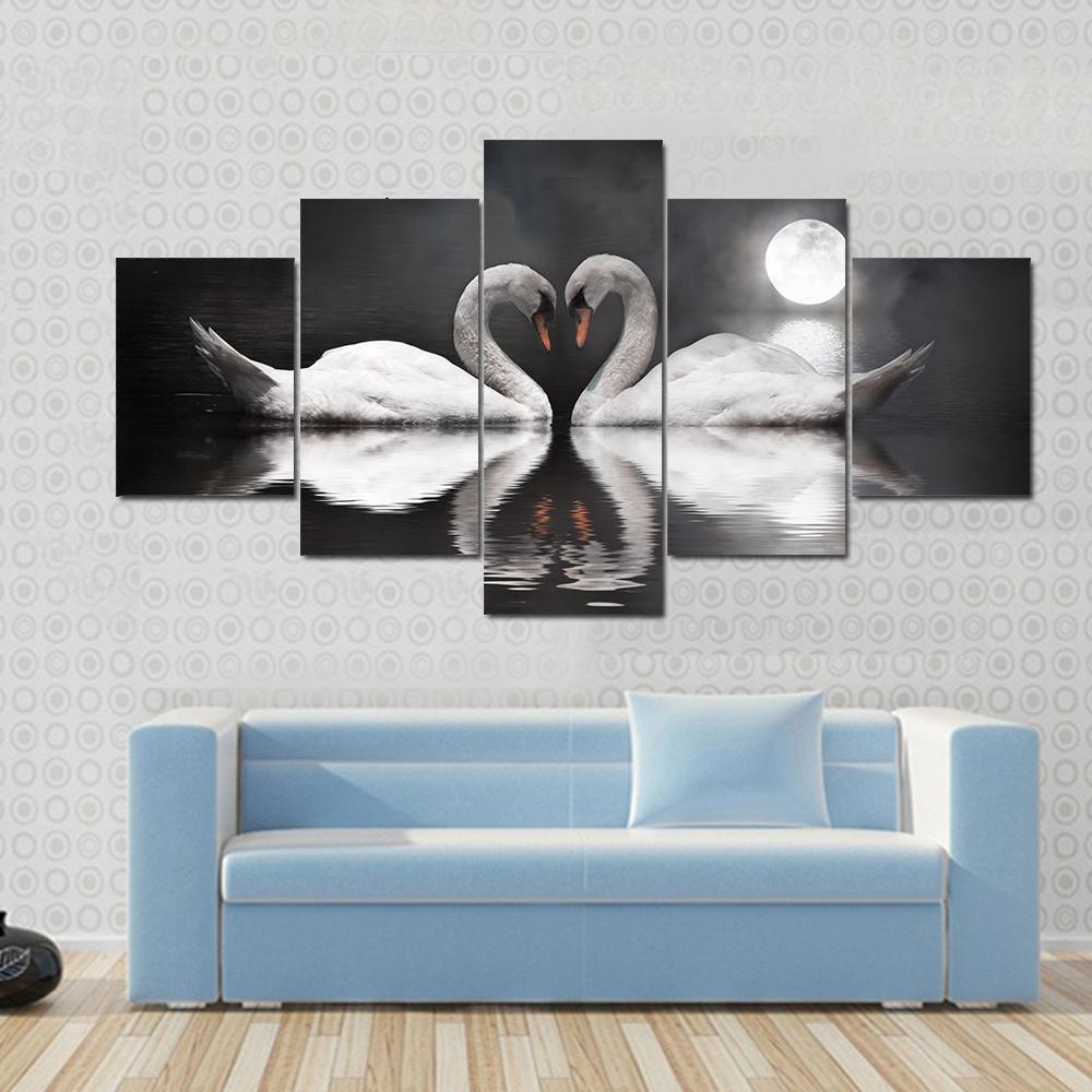 Romantic Swan During Valentine’S Day – Animal Canvas Wall Art