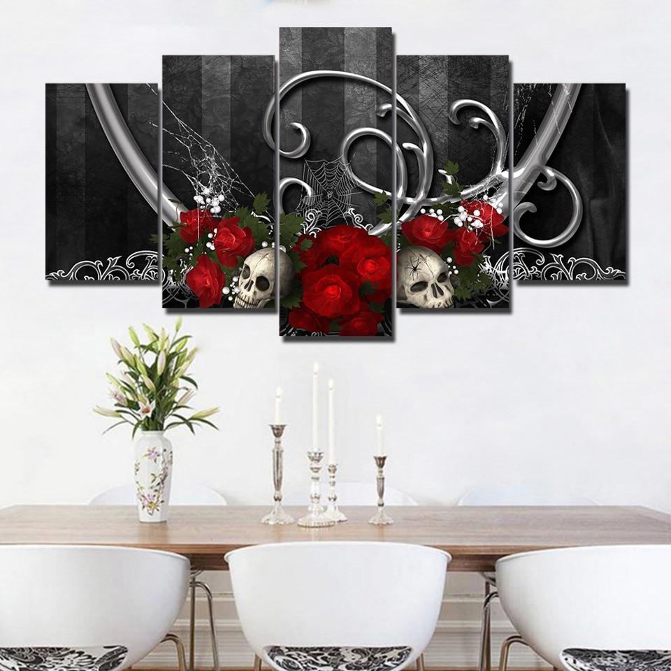 Rose And Skull 01 – Abstract Canvas Wall Art