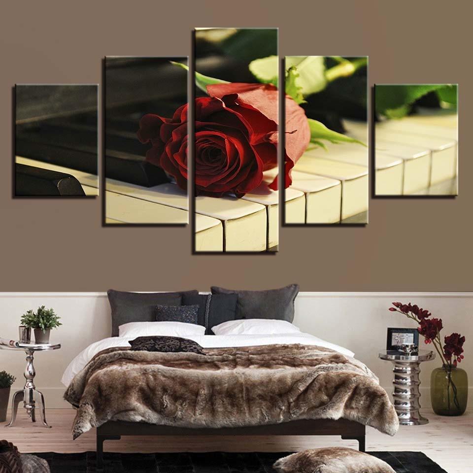 Rose Flower And Piano 1 – Music Canvas Wall Art