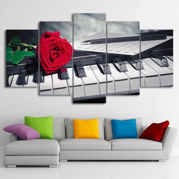 Rose Piano – Music Canvas Wall Art