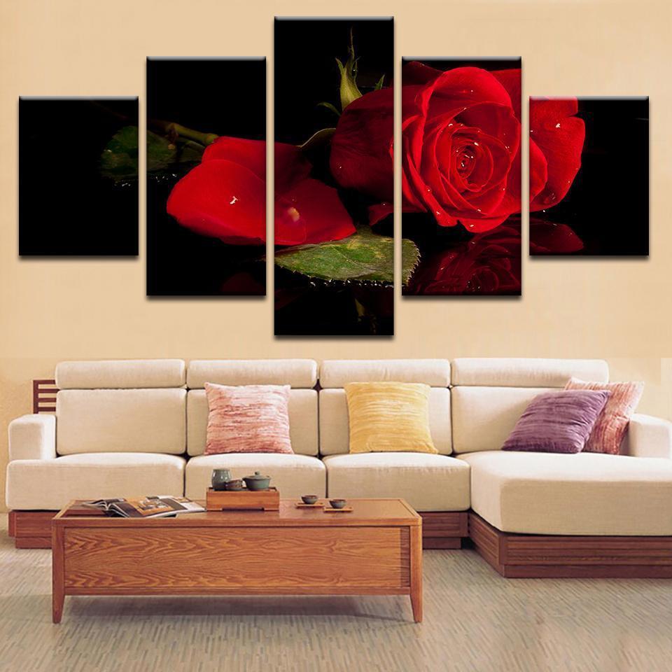 Rose With Water Droplets – Nature Canvas Wall Art